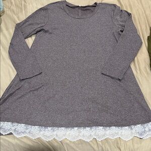 Gray Lace Hem Women's Tunic dress